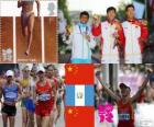 Podyum Atletizm Erkekler 20 kilometre yürümek, Ding Chen (Çin), Erick Barrondo (Guatemala) ve Wang Zhen (Çin) - Londra 2012-